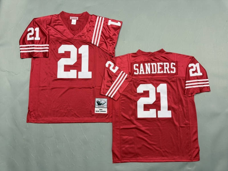 Men 2025 San Francisco 49ers #21 Sanders red Throwback Limited NFL Jersey style 002